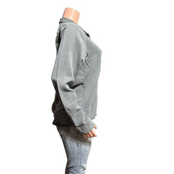 Women’s raglan long sleeve tencel button-down shirt  top M - Picture 4 of 7